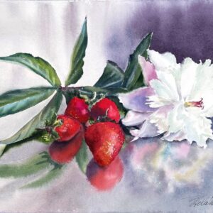 Peonie And Strawberries 300dpi by Stela Toncheva
